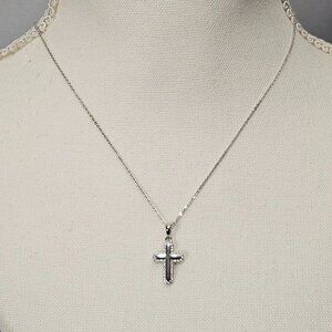 Sterling Silver New Moissanite Cross Pendant Necklace 18"